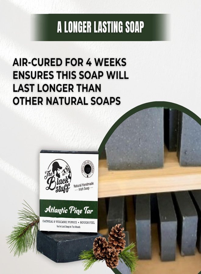 The Black Stuff All Natural Bar Soap for Men Handmade Cold Process Soaps with Organic Ingredients and Essential Oils - Mens Soap for Daily Use, Atlantic Pine Tar (3 Packs) - Image 2